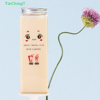 [TinChingT] ใหม่ ขวดโหลใส่เครื่องดื่ม ชานม ทรงสี่เหลี่ยม ลายการ์ตูนน่ารัก ใช้แล้วทิ้ง ขนาด 500 มล. [ใหม่]