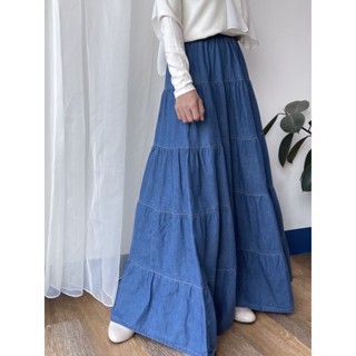 jeans skirt  กระโปรงยีนส์ต่อระบาย และกระโปรงยีนส์ทรงเรียบ