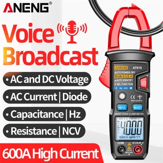 เครื่องวัดกระแสไฟฟ้าแบบหนีบดิจิตอล NCV พร้อมมัลติมิเตอร์ เครื่องทดสอบกระแสและแรงดันไฟฟ้ากระแสสลับ สำหรับการทดสอบระบบไฟฟ้าในรถยนต์ช่วงฤดูร้อน พร้อมกล่อง 1 ชุด รุ่น AT619 สีแดงดำ
