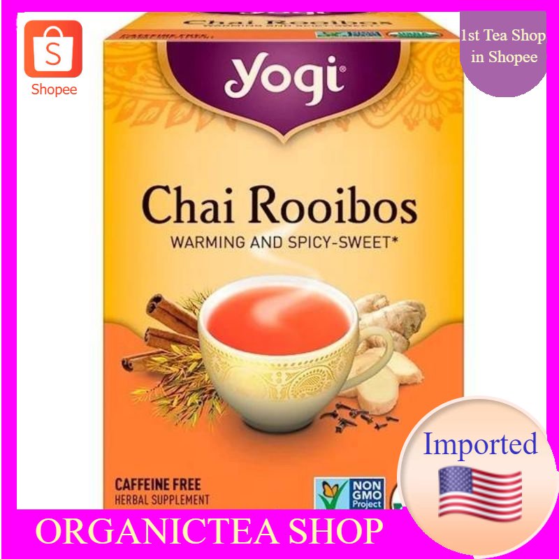 ชา โยคี Yogi Tea, Organic, Chai Rooibos, Caffeine Free, 16 Tea Bags ชาสมุนไพร ชาออแกนิค ชาเพื่อสุขภาพ💚พร้อมส่ง💜
