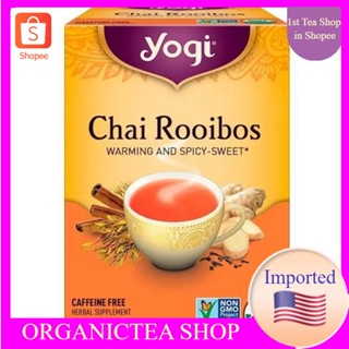 ชา โยคี Yogi Tea, Organic, Chai Rooibos, Caffeine Free, 16 Tea Bags ชาสมุนไพร ชาออแกนิค ชาเพื่อสุขภาพ💚พร้อมส่ง💜