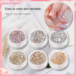 [beautymart] ผงกลิตเตอร์ พลอยเทียม เลื่อม คละขนาด สําหรับตกแต่งเล็บ DIY