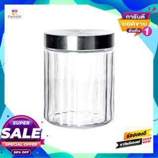 Jar โหลแก้วพร้อมฝาสเตนเลส 1.25 ลิตร ลายริ้ว Kassa Home รุ่น Zj013 สีใสglass Jar With Stainless Lid 1.25 Liters Stripe Pa