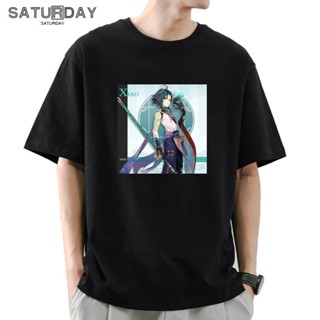 men t shirt Oversize Anime Genshin Impact Xiao Punk Print Cotton T-shirt Unisex Mujer Tops Tee Man 11 Colors Clothe_03