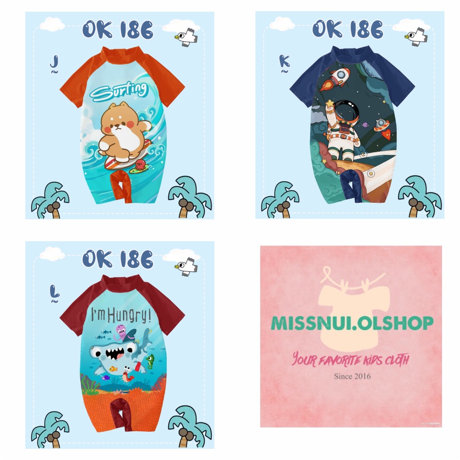 [READY] ชุดว่ายน้ําเด็กผู้ชาย OUR KIDDOS OK 186 - J,K,L SURFING ASTRONOT SHARK