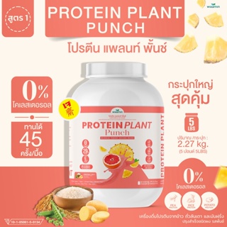 Protein Plant โปรตีนแพลนท์ สูตร 1 (รสพั้นช์) ขนาด 5 ปอนด์ 5LBS โปรตีนจากพืช 3 ชนิด ออแกรนิค (ปริมาณ 2.27 kg./กระปุก)