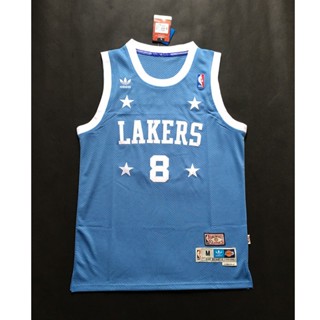 ขายดี 2019 NBA Los Angeles Lakers #8 เสื้อกีฬาบาสเก็ตบอล ผ้าตาข่าย ลาย Kobe Bryant สี่ดาว สีฟ้า JMmdag54JOgkig31