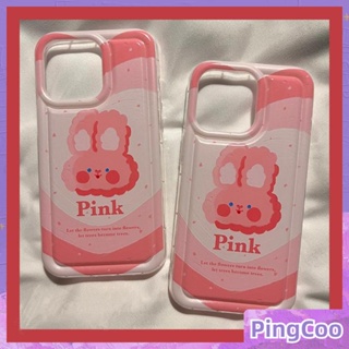 PingCoo - Case For iPhone 14 13 12 11 Plus Pro Max XR TPU Soft Jelly Airbag Pink Case Cute Cartoon Rabbit Camera Protection Shockproof Back Cover