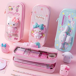 กระเป๋าดินสอ EVA ลาย Sanrio Mymelody Kuromi Cinnamoroll 3D สีชมพู เหมาะกับของขวัญวันเกิด สําหรับเด็กผู้หญิง