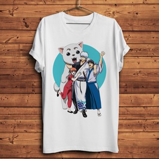 เสื้อยืดแขนสั้นลําลอง พิมพ์ลายอนิเมะ GINTAMA Sakata Gintoki Shimura Shinpachi Kagura สีขาว สไตล์สตรีท สําหรับผู้ชาย_09