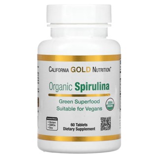 สาหร่ายสไปรูลิน่า ออแกนิค Organic Spirulina 500 mg, 60 Tablets  California Gold Nutrition