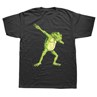 ใหม่ เสื้อยืดลําลอง ผ้าฝ้าย แขนสั้น พิมพ์ลายกบ Dabbing Frog แฟชั่นสําหรับผู้ชาย