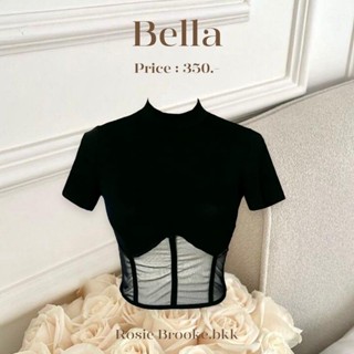 SE08 l BELLA เสื้อครอปซีทรู เว้าอกคอเซ็ท