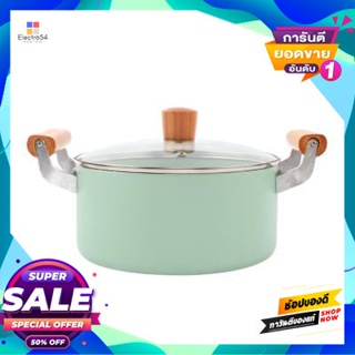 Casserole หม้อหูเคลือบเซรามิกพร้อมฝาแก้ว 22 ซม. Kassa Home รุ่น Ed-0113 ขนาด 31.5 X 22 X 16.5 ซม. สีฟ้าceramic Casserole