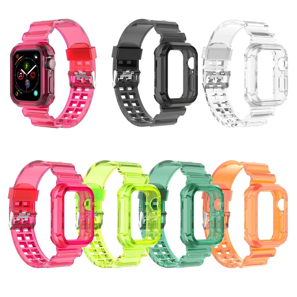 สายนาฬิกาข้อมือซิลิโคนใส สําหรับ Apple Watch Ultra 49 มม. series 9 8 7 6 5 4 3 2 1 iWatch 45 มม. 41 มม. 44 มม. 40 มม. 42 มม. 38 มม.