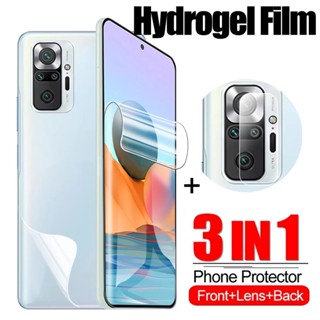 3 in 1 ฟิล์มไฮโดรเจลนิ่ม กันรอยหน้าจอ ด้านหลัง สําหรับ Xiaomi Redmi Note 10 Pro 10Pro 10S Note 9 Pro 9s 8 Note8 Note10 4G 5G