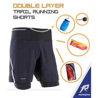 EVADICT DOUBLE LAYER RUNNING  TIGHT SHORTS - BLACK