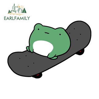 Earlfamily สติกเกอร์ ลายกบ สัตว์น่ารัก กันแดด สร้างสรรค์ สําหรับติดตกแต่งรถยนต์ สเก็ตบอร์ด 13 ซม. x 8.9 ซม.