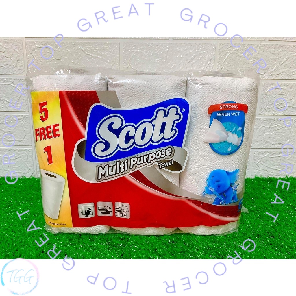 KITCHEN TOWEL SCOTT 6ROLLS (55s +- ต่อม้วน) [ผ้าเช็ดตัวอเนกประสงค์] [KITCHEN TISSUE] [TIU DAPUR] [SC