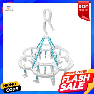 PLASTIC ห่วงตากผ้าพลาสติกดอกไม้ 24 กิ๊บ PLIM สีขาว/ฟ้าPLASTIC FLOWER-SHAPED HANGER WITH 24 CLIPS PLIM WHITE/LIGHT BLUE