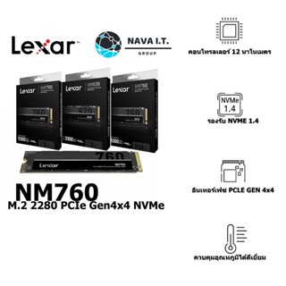 COINSคืน15%⚡FB9JMZV6⚡ LEXAR NM760 512GB/ 1TB/ 2TB M.2 2280 PCIE GEN4X4 NVME SSD รับประกัน 5ปี