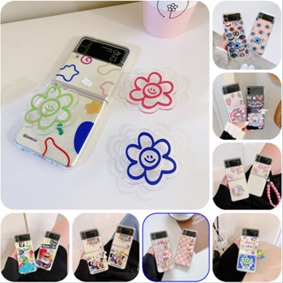 เคสโทรศัพท์มือถือแบบใส กันกระแทก ลายการ์ตูนหน้ายิ้ม ดอกไม้น่ารัก สําหรับ Samsung Galaxy Z Flip 4 5G Z Flip 3 5G Z Flip 4 Zlip 3 Z Flip 4 Z Flip 3