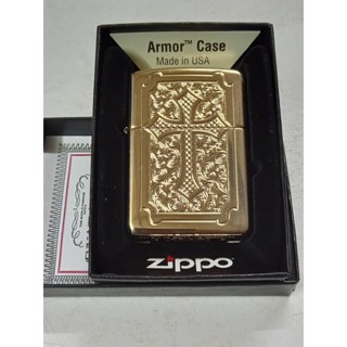 ZIPPO 29436  ECCENTRIC  ARMOR CASE  HIGH POLISH BRASS DEEP CARVE   สีทองผิวทองเหลืองขัดเงา  ลายแกะลงเนื้อลึก