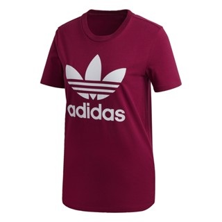 adidas ไลฟ์สไตล์ เสื้อยืด Trefoil ผู้หญิง สีแดงเบอร์กันดี GD2433