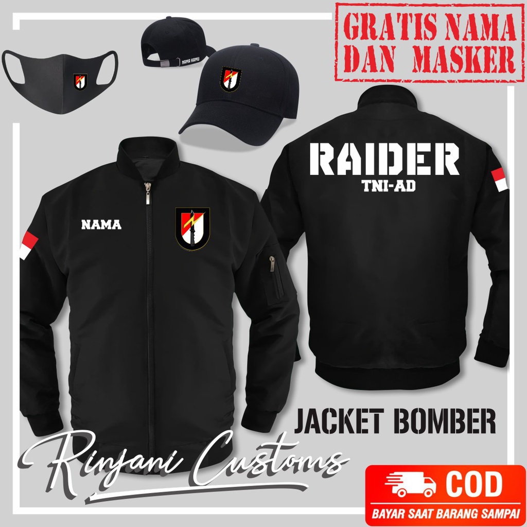 TNI-AD WATERPROOF RIDER BOMBER JACKET ฟรีหน้ากากและ NAME/TNI BOMBER JACKET/RIDER BOMBER JACKET