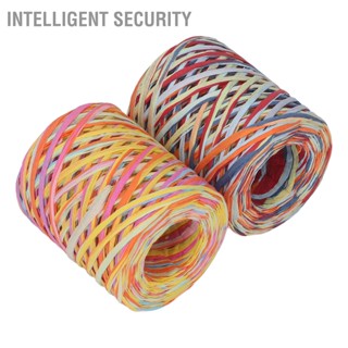 Intelligent Security ริบบิ้นกระดาษ Raffia 2 ม้วนเชือกห่อของขวัญสีสันสดใสสำหรับตกแต่งบรรจุภัณฑ์เสื้อผ้า DIY