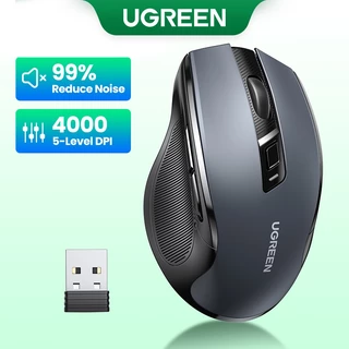 UGREEN เมาส์ไร้สาย, ปุ่มเงียบ 6 ปุ่ม, 2.4G พร้อมตัวรับสัญญาณ USB Mini, การตั้งค่า DPI 5 ระดับ 4000DPI, PC Ambidextrous / Mac /Linux แล็ปท็อป