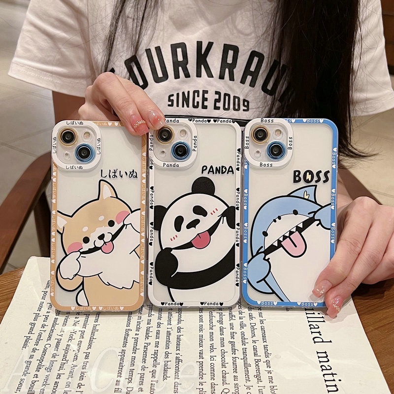 เคส Samsung A15 A14 A13 A12 M12 A11 M11 A05 A05S A04 A04S A03 A03S A02 A02S A73 A72 A71 A55 A54 A53 A52 A52S A51 A50 A50S A30S 4G 5G Transparent Protect Camera Funny Animal Panda Fox Shark Soft Case
