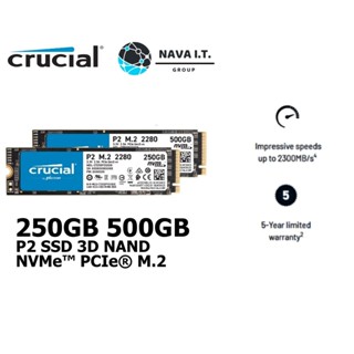 COINSคืน15%⚡FB9JMZV6⚡ CRUCIAL P2 SSD 250GB 500GB 3D NAND NVME™ PCIE® M.2 เอสเอสดี ประกัน 5ปี