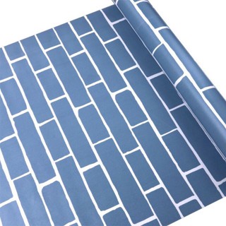 ❇✁ถูกที่สุดโปรไฟไหม้สินค้าเต็ม10 m.wallpaper sticker PVC กาวในตัว กันน้ำ. ลายอิฐฟ้า