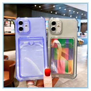 เคสใสสำหรับ กรณี for iphone 11 13 14 12 Pro Max 7/8 Plus XS SE 2022 กล่องใส่การ์ด ซิลิโคนนุ่มเคสใส ที่ใส่บัตรเก็บรูปถ่าย สําหรับ เคสไอโฟน11/12/13/14promax