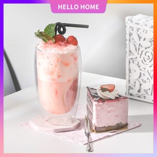 💖HELLO HOME💖พร้อมส่งทุกวั🚀：ซื้อ 3 ถ้วยแถมแปรงแก้ว แก้วน้ำหมี แก้วกาแฟ ชา Double wall Glass ทนความร้อน รักษาอ