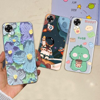 เคสโทรศัพท์มือถือ TPU พิมพ์ลายดอกไม้ นักบินอวกาศ สําหรับ OPPO A17K 4G 2023 OppoA17k A 17 K CPH2471