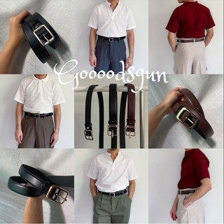 VINTAGE BELT เข็มขัดหนังแท้ผู้ชายเรียบง่ายสไตล์วินเทจ