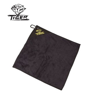 ผ้าไมโครไฟเบอร์ ทำความสะอาดไม้คิว Tiger Microfiber Black Towel with Hook