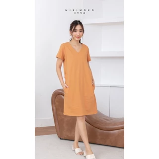 Mikimoko 🪺เดรสให้นม ผ้ายืด Cotton แท้100% ใส่สบาย ไม่บาง แหวกให้นมได้ทั้งสองข้าง