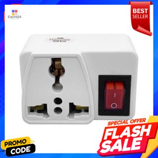 flat ปลั๊กแปลงขาแบนพร้อมสวิทซ์พร้อมฟิวส์ TOSHINO รุ่น FO-6S สีขาวAdapter flat pin with switch and fuse TOSHINO model FO-