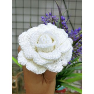 ดอกกุหลาบ ดอกไม้ ดอกไม้ถัก กุหลาบถัก crochet ดอกใหญ่ (8*32cm)