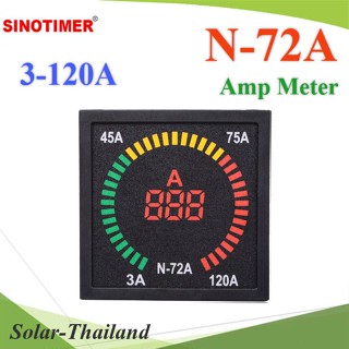 มิเตอร์วัด กระแสไฟฟ้า Amp Meter 3A to 12A ดิจิตอล แบบหน้าแปลน 72mm CT Coil 100A รุ่น Sinotimer-N-72A