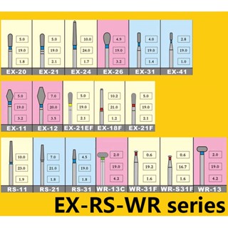 Tappered MANI น้ํายาขัดเงา สีเหลือง EX RS WR Series Burs