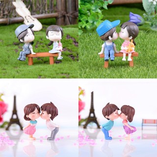 DIY Bench Couple Kissing Dolls Small Ornaments Handicraft Micro Miniature Garden