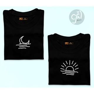 CJN couple tees SUN AND MOON design BLACK_05