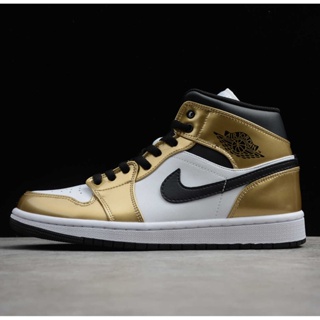 Mcdc สินค้าลิขสิทธิ์แท้ Air Jordan 1 Mid Metallic Gold DC1419-700 s AJ1 รองเท้ากีฬาลําลอง 2021