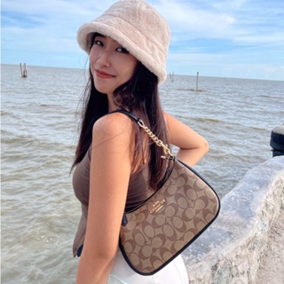 Teri Shoulder Bag In Colorblock CA548 CA209 CA173 หนังแท้ สายสะพายไหล่สองสาย กระเป๋าสะพายข้าง Coac h กระเป๋าถือ