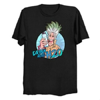 Birtheday Gift Dr. Stone Senku Says To Drink More H2O Japanese Anime Manga Gift Black T-Shirt_07