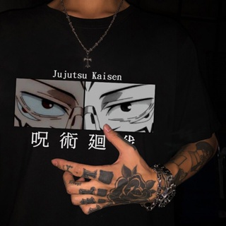 Harajuku Mens T-shirt Jujutsu Kaisen Manga Printed Unisex T Shirt Graphic Eyes Cartoon Anime Casual Tshirt Male St_02